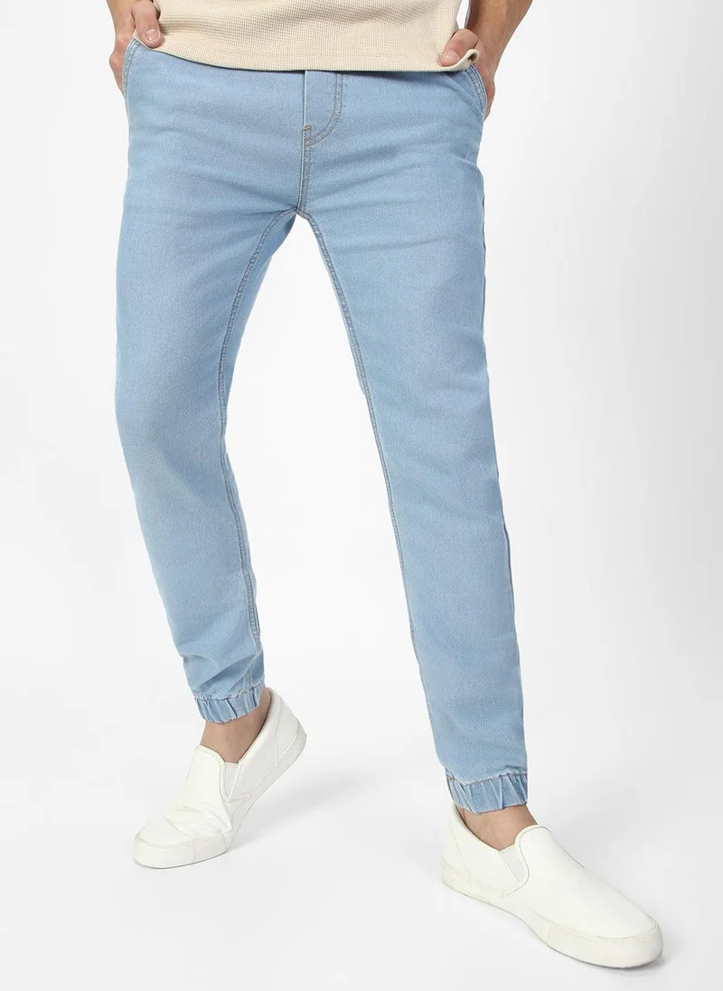 Urbano Fashion  Urbano Fashion Men's Ice Blue Slim Fit Washed Jogger Jeans Stretch for Men | Best Price UAE